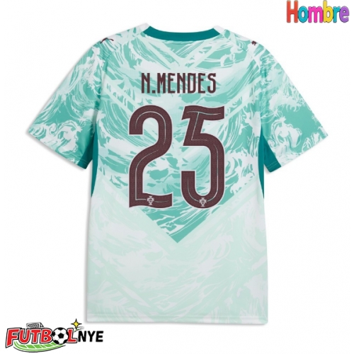 Camiseta Portugal Nuno Mendes #25 Visitante Equipación Mundial 2026 manga corta